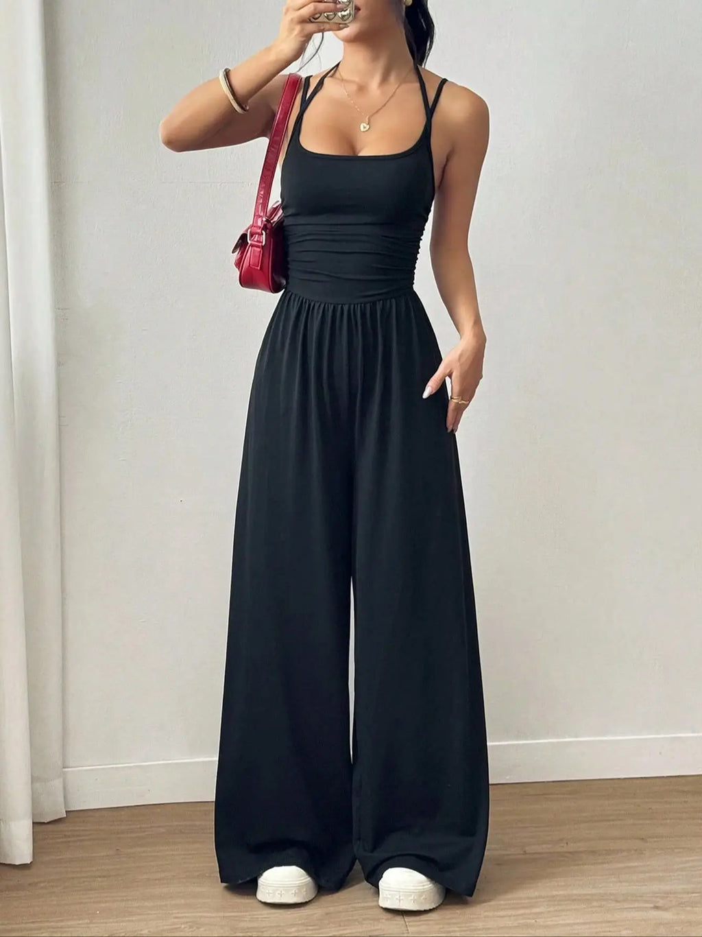 Mono de Pantalón Recto Holgado con Pliegues