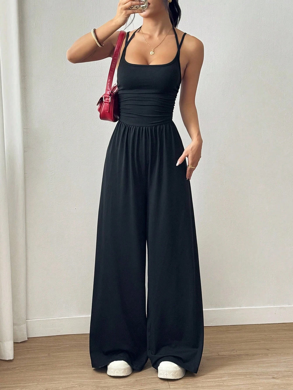 Mono de Pantalón Recto Holgado con Pliegues