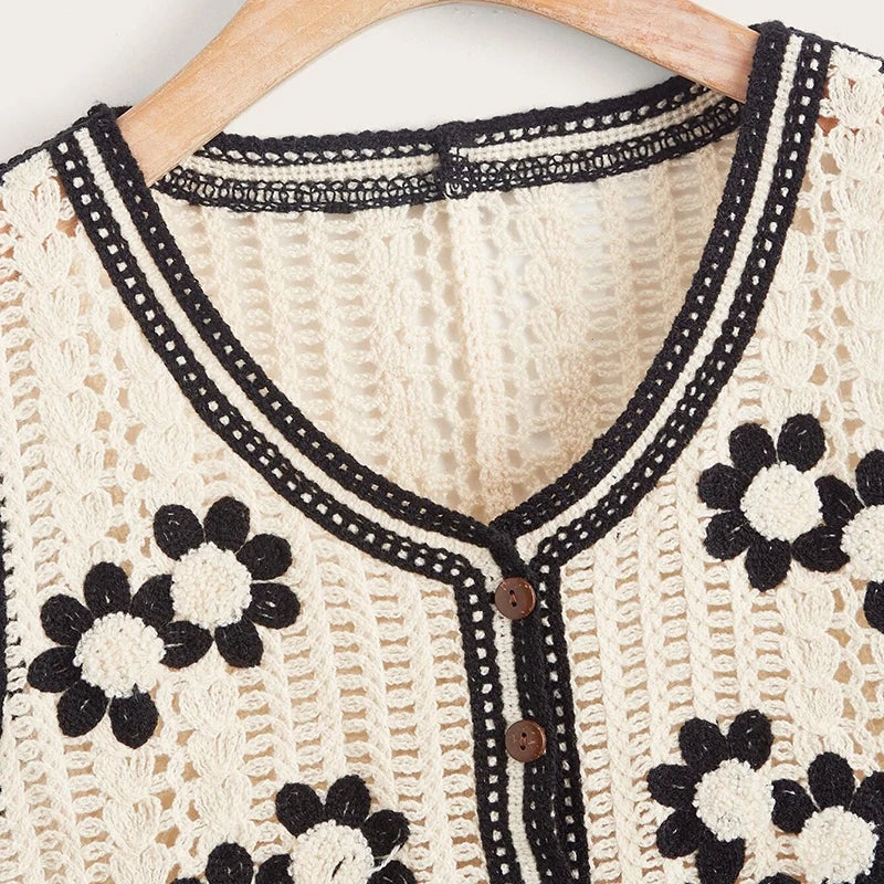 Chaleco de Crochet Floral