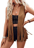 Chaleco Vintage Sin Mangas con Flecos y Remaches I Estilo Boho Occidental